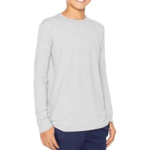image:imageSTRETCH IS COMFORT Boys Oh So Soft Long Sleeve Top Crew Neck  416Heather Gray