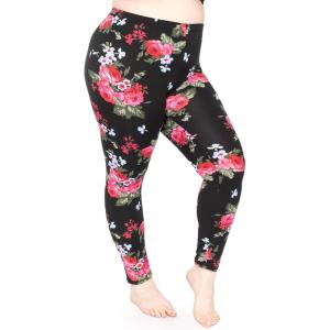 image:imageSTRETCH IS COMFORT Womens and Plus Size Oh So Soft Knee amp Full Length Leggings  Lots of Prints  Adult Sizes S7XBlack Floral