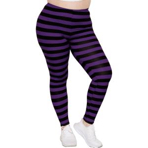 image:imageSTRETCH IS COMFORT Womens and Plus Size Oh So Soft Knee amp Full Length Leggings  Lots of Prints  Adult Sizes S7XBlack Purple Stripes