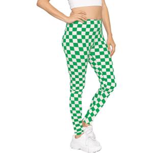 image:imageSTRETCH IS COMFORT Womens and Plus Size Oh So Soft Knee amp Full Length Leggings  Lots of Prints  Adult Sizes S7XCheckered Green