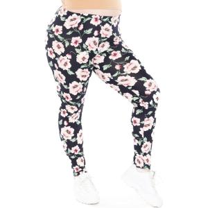 image:imageSTRETCH IS COMFORT Womens and Plus Size Oh So Soft Knee amp Full Length Leggings  Lots of Prints  Adult Sizes S7XFloral Navy