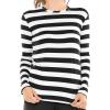 image:imageSTRETCH IS COMFORT Womens and Plus Oh So Soft Long Sleeve Crew Neck Top  Small  3XBlack White Stripes