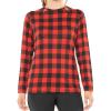 image:imageSTRETCH IS COMFORT Womens and Plus Oh So Soft Long Sleeve Crew Neck Top  Small  3XRed Buffalo Plaid