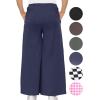 image:imageSTRETCH IS COMFORT Womens amp Plus Size Relaxed Fit Cotton Wide Leg Pants with Pockets  Soft Ankle Length  S5XLNavy Blue