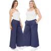 image:imageSTRETCH IS COMFORT Womens amp Plus Size Relaxed Fit Cotton Wide Leg Pants with Pockets  Soft Ankle Length  S5XLNavy Blue