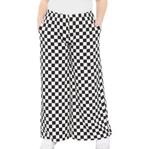 image:imageSTRETCH IS COMFORT Womens amp Plus Size Relaxed Fit Cotton Wide Leg Pants with Pockets  Soft Ankle Length  S5XLCheckered Black and White