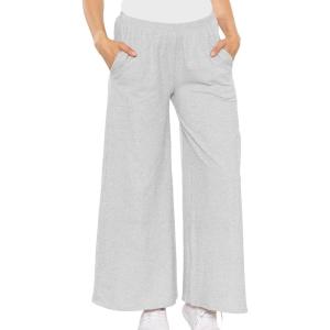 image:imageSTRETCH IS COMFORT Womens amp Plus Size Relaxed Fit Cotton Wide Leg Pants with Pockets  Soft Ankle Length  S5XLHeather Gray