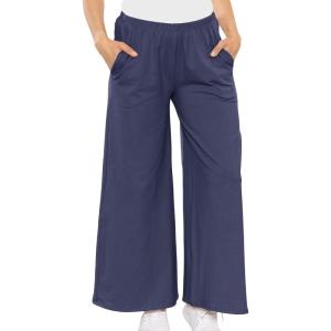 image:imageSTRETCH IS COMFORT Womens amp Plus Size Relaxed Fit Cotton Wide Leg Pants with Pockets  Soft Ankle Length  S5XLNavy Blue