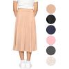 image:imageSTRETCH IS COMFORT Girls Knee to Midi Length Aline Skirt with Builtin Shorts or Leggings  Size 416Beige