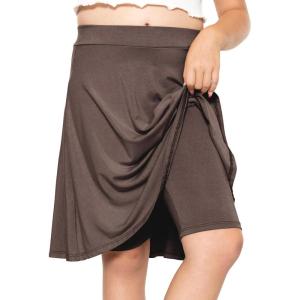 image:imageSTRETCH IS COMFORT Girls Knee to Midi Length Aline Skirt with Builtin Shorts or Leggings  Size 416Brown