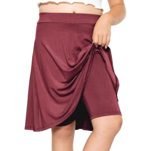 image:imageSTRETCH IS COMFORT Girls Knee to Midi Length Aline Skirt with Builtin Shorts or Leggings  Size 416Burgundy