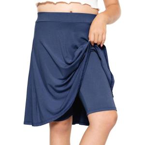 image:imageSTRETCH IS COMFORT Girls Knee to Midi Length Aline Skirt with Builtin Shorts or Leggings  Size 416Light Navy