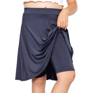 image:imageSTRETCH IS COMFORT Girls Knee to Midi Length Aline Skirt with Builtin Shorts or Leggings  Size 416Navy Blue
