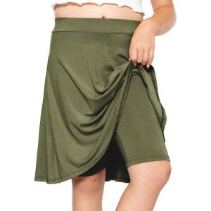 image:imageSTRETCH IS COMFORT Girls Knee to Midi Length Aline Skirt with Builtin Shorts or Leggings  Size 416Olive Green