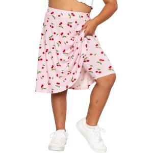image:imageSTRETCH IS COMFORT Girls Knee to Midi Length Aline Skirt with Builtin Shorts or Leggings  Size 416Pink Cherries