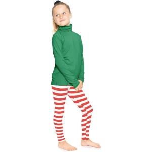 image:imageOh So Soft Youth Girls Long Sleeve Turtleneck and Leggings Set Top and BottomKelly Green  Red White Stripes
