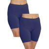 image:imageSTRETCH IS COMFORT Womens Biker and Knee Length Leggings  2 Pack  S  7XNavy Blue