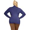 image:imageSTRETCH IS COMFORT Womens Oh So Soft Classic Fit Long Sleeve Mock Neck Top Navy Blue 2X