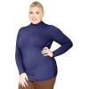 image:imageSTRETCH IS COMFORT Womens Oh So Soft Classic Fit Long Sleeve Mock Neck Top Navy Blue 2X