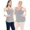 image:imageSTRETCH IS COMFORT Womens Oh So Soft Cropped and Long Length Tank Top  Small  5XBlack  Nautical Black Stripes