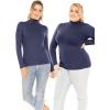 image:imageWomens Mock Turtle Neck Top Navy Blue 3X