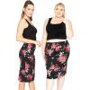 image:imageWomens Plus Size Soft Stretch MIDI Skirt  Comfortable for Women  XLarge  6XBlack Floral