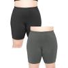 image:imageSTRETCH IS COMFORT Womens Biker and Knee Length Leggings  2 Pack  S  7XBlack  Charcoal