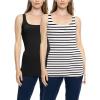 image:imageSTRETCH IS COMFORT Womens Oh So Soft Cropped and Long Length Tank Top  Small  5XBlack  Nautical Black Stripes