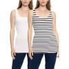 image:imageSTRETCH IS COMFORT Womens Oh So Soft Cropped and Long Length Tank Top  Small  5XWhite  Nautical White Stripes