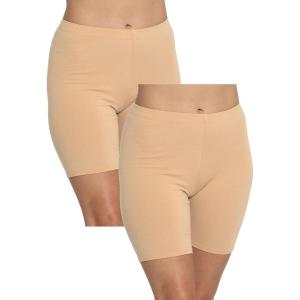 image:imageSTRETCH IS COMFORT Womens Biker and Knee Length Leggings  2 Pack  S  7XBeige