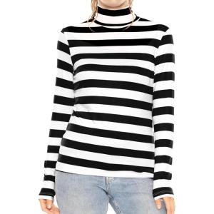 image:imageSTRETCH IS COMFORT Womens and Plus Relaxed and Regular Turtleneck  XS 7XBlack White Stripes