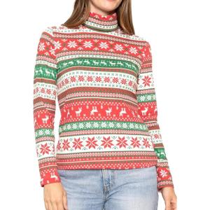 image:imageSTRETCH IS COMFORT Womens and Plus Relaxed and Regular Turtleneck  XS 7XRed Reindeer