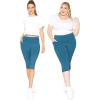 image:imageSTRETCH IS COMFORT Women and Plus Size High Waist Biker Shorts Full and Knee Length Leggings with PocketTeal