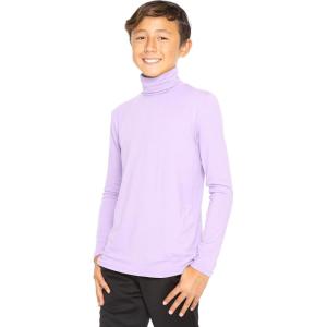image:imageSTRETCH IS COMFORT Boys Long Sleeve Turtleneck Shirt  Soft Stretchy Lightweight Base Layer Everyday Top  216Lavender