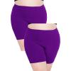 image:imageStretch is Comfort Womens Pack of 2 DTY Plus Size Bike Shorts Purple 3X