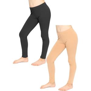 image:imageSTRETCH IS COMFORT Girls 2 Pack Oh So Soft Footless Leggings  Stretchy  Size 214Black  Beige