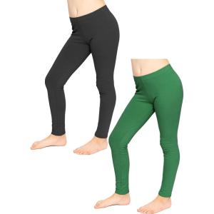 image:imageSTRETCH IS COMFORT Girls 2 Pack Oh So Soft Footless Leggings  Stretchy  Size 214Black  Hunter Green