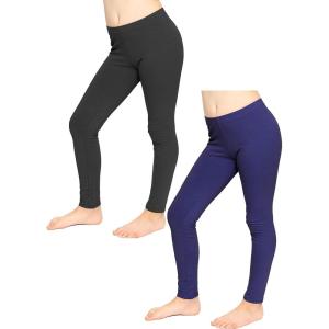 image:imageSTRETCH IS COMFORT Girls 2 Pack Oh So Soft Footless Leggings  Stretchy  Size 214Black  Navy Blue