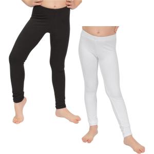 image:imageSTRETCH IS COMFORT Girls 2 Pack Oh So Soft Footless Leggings  Stretchy  Size 214Black  White