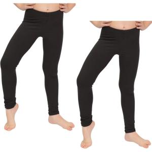 image:imageSTRETCH IS COMFORT Girls 2 Pack Oh So Soft Footless Leggings  Stretchy  Size 214Black