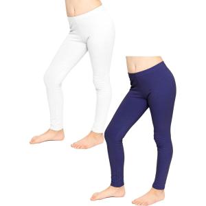 image:imageSTRETCH IS COMFORT Girls 2 Pack Oh So Soft Footless Leggings  Stretchy  Size 214White  Navy Blue