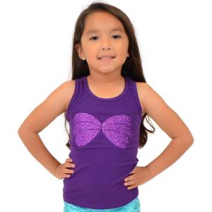 image:imageSTRETCH IS COMFORT Girls Cotton Mermaid Seashell Sparkly Ariel Tank Top Purple Medium