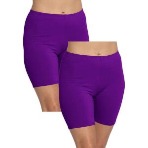 image:imageStretch is Comfort Womens Pack of 2 DTY Plus Size Bike Shorts Purple 3X
