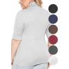 image:imageWomens Plus Size Warm Short Sleeve Turtleneck Top  Ultra Soft  Adult XL to 5XHeather Gray
