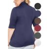 image:imageWomens Plus Size Warm Short Sleeve Turtleneck Top  Ultra Soft  Adult XL to 5XNavy Blue