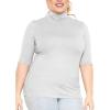 image:imageWomens Plus Size Warm Short Sleeve Turtleneck Top  Ultra Soft  Adult XL to 5XHeather Gray