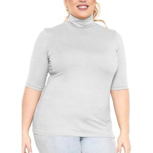 image:imageWomens Plus Size Warm Short Sleeve Turtleneck Top  Ultra Soft  Adult XL to 5XHeather Gray