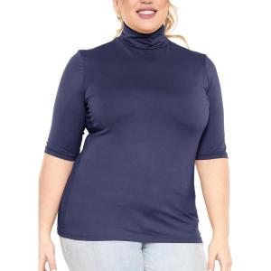 image:imageWomens Plus Size Warm Short Sleeve Turtleneck Top  Ultra Soft  Adult XL to 5XNavy Blue