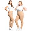 image:imagePlus Size Women Cotton Leggings Full Length Ankle Pants High Waist Stretch and Knee Length Leggings Soft Breathable 1X  10XBeige Jeggings