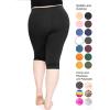 image:imagePlus Size Women Cotton Leggings Full Length Ankle Pants High Waist Stretch and Knee Length Leggings Soft Breathable 1X  10XBlack